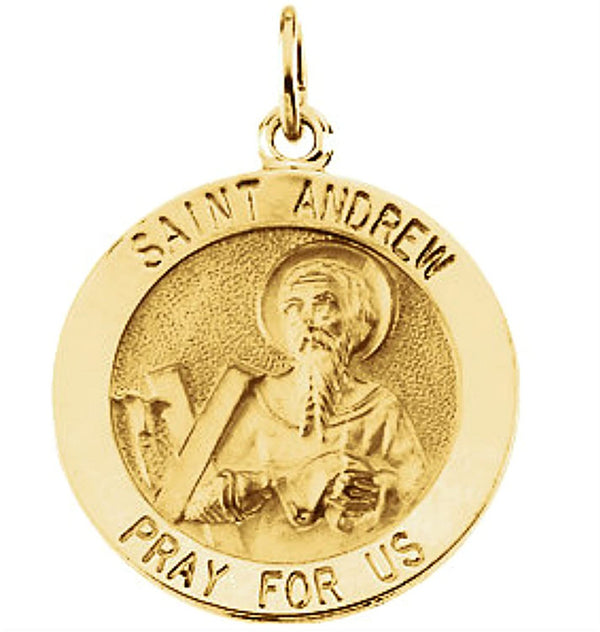 14k Yellow Gold Round St. Andrew Medal (12 MM)