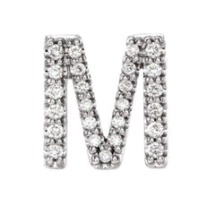 Sterling Silver Diamond Letter 'M' Initial Stud Earring (Single Earring) (.10 Ctw, GH Color, I1 Clarity)