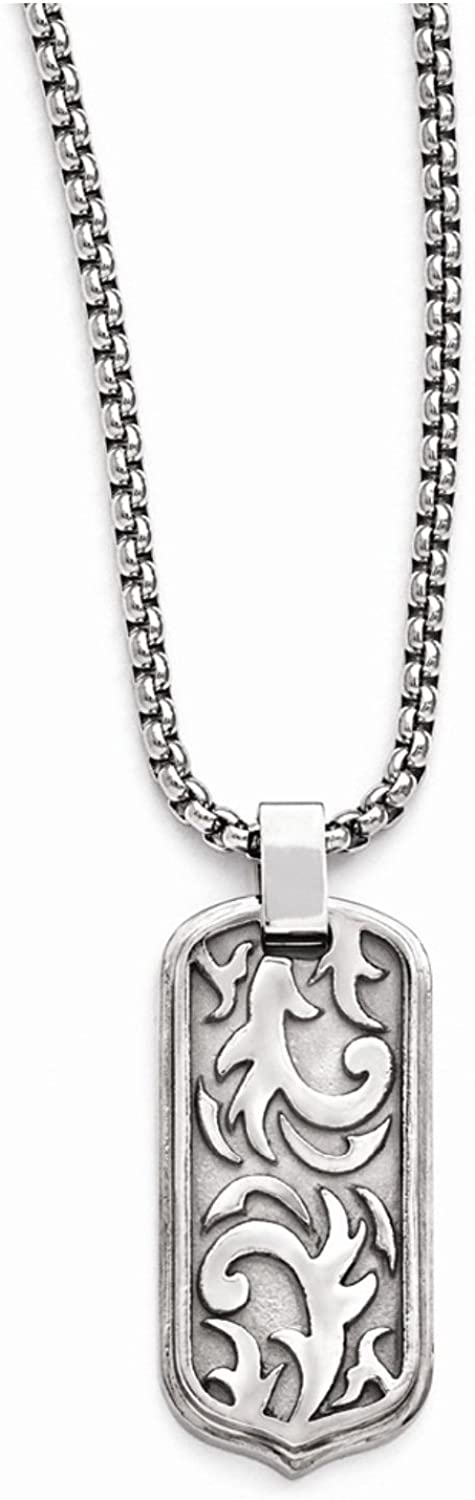 Edward Mirell Titanium Cable Dog Tag Pendant Necklace, 20"