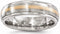 Gold Collection Brushed Titanium and 14k Rose Gold Inlay 6mm Bands,Size 10.5