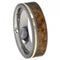 Black Ash Burl Wood, 14k Yellow Gold 5.5mm Comfort Fit Sandblasted Titanium Band