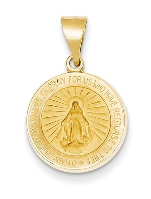 14k Yellow Gold Miraculous Medal Pendant (18X15MM)