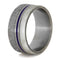 Gibeon Meteorite, Deer Antler, Blue Enamel Pinstripe 9mm Comfort-Fit Matte Titanium Wedding Band
