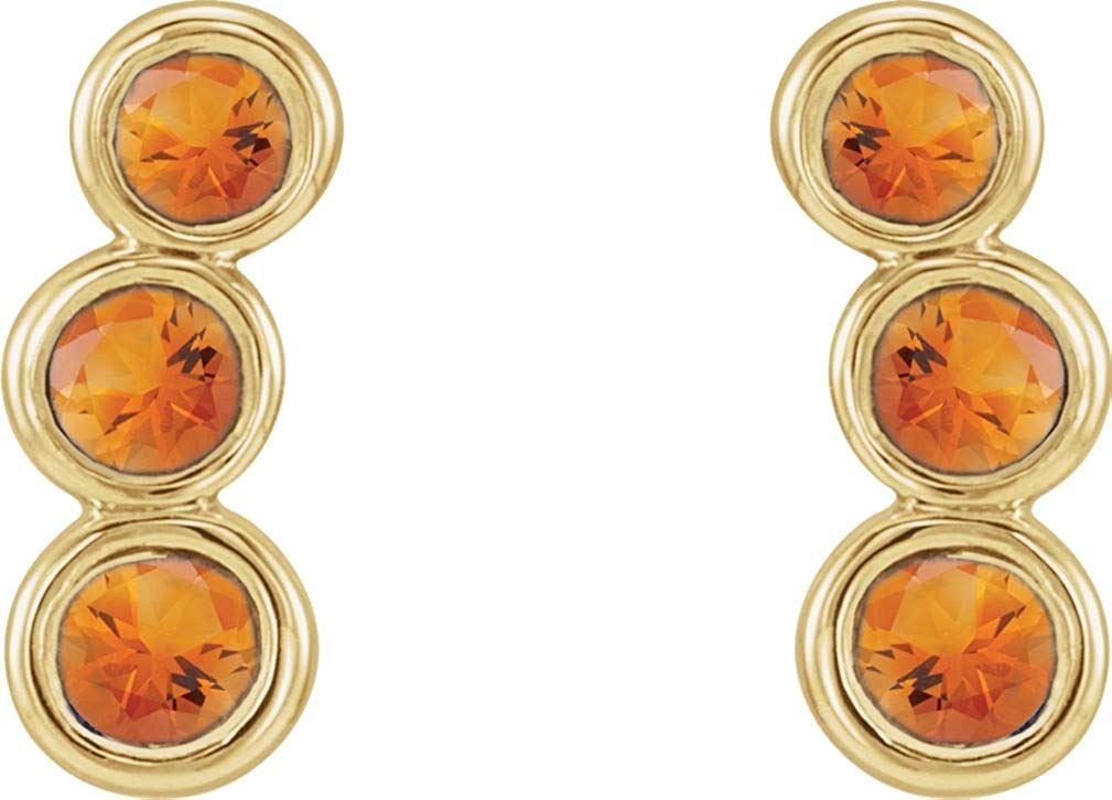 Citrine Three-Stone Ear Climbers, 14k Yellow Gold