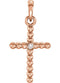 Diamond Beaded Cross 14k Rose Gold Pendant (.015 Ct, G-H Color, I1 Clarity)
