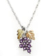 Created Amethyst Grape Cluster Pendant Necklace, Sterling Silver, 12k Green and Rose Gold Black Hills Gold Motif, 18"