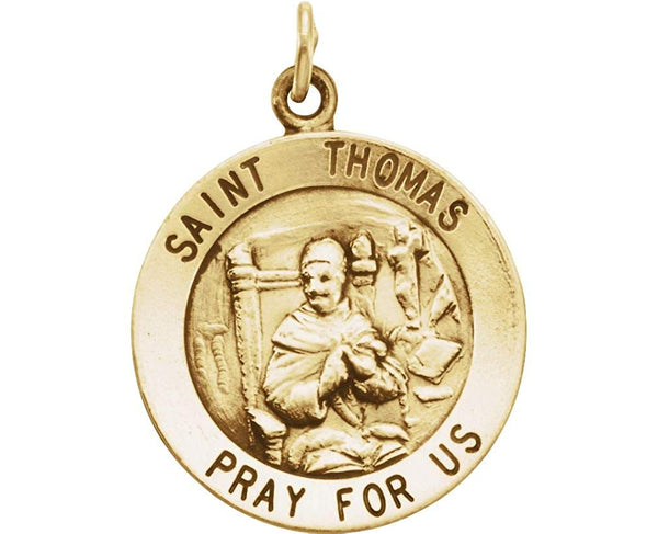 14k Yellow Gold Round St. Thomas Medal (18.25MM)