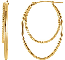 Oval Hoop Earrings, 14k Yellow Gold
