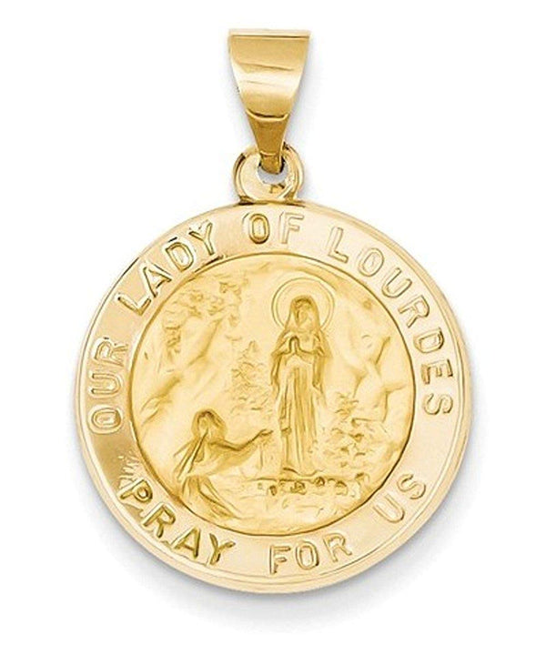 14k Yellow Gold Lady Of Lourdes Medal Pendant (21X19MM)