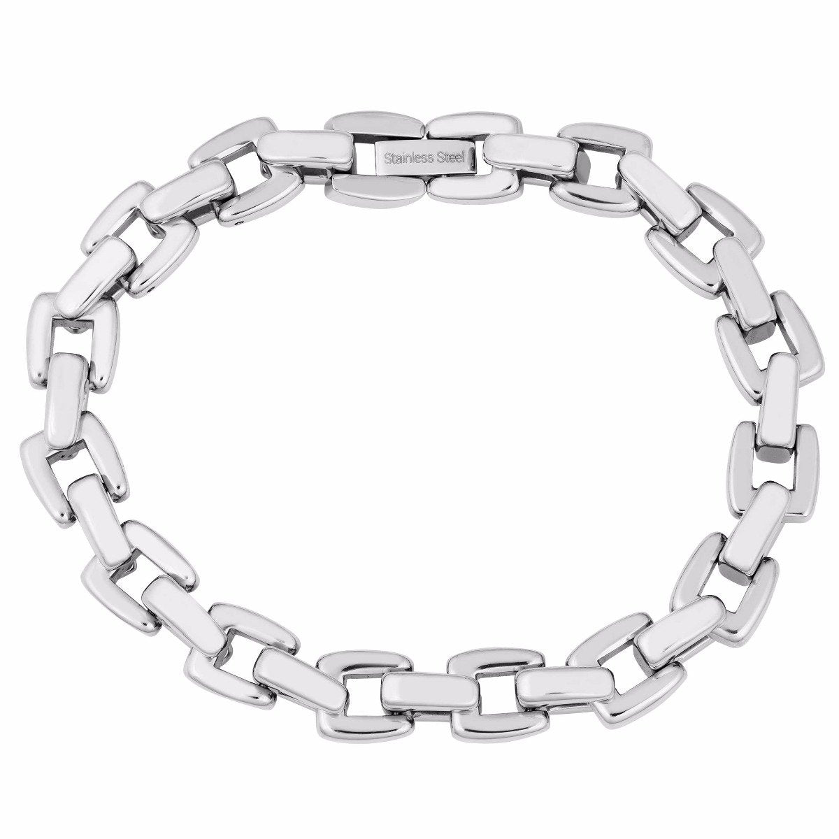 Men's Interlocked Rectangle Link Bracelet, Stainless Steel, 8.5"