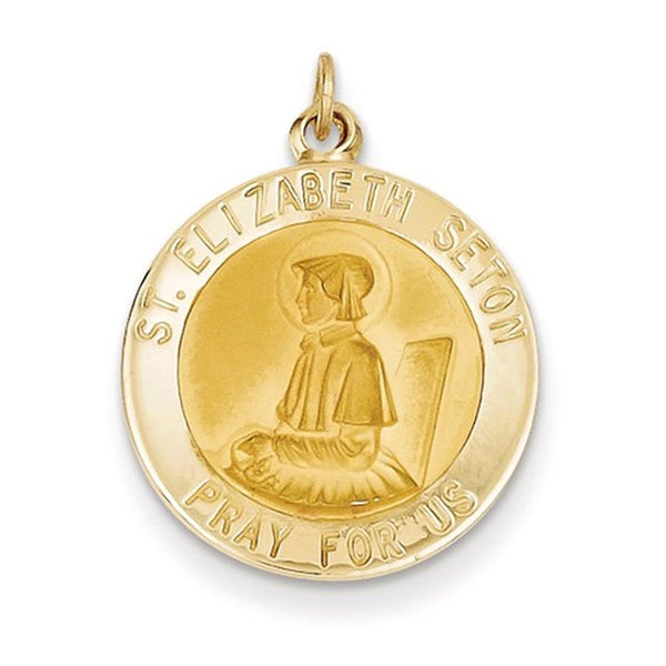 14k Yellow Gold Saint Elizabeth Seton Medal Pendant (27X19MM)