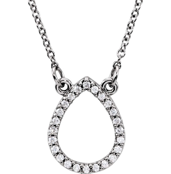 Diamond Teardrop 14k White Gold Pendant Necklace, 16" (0.125 Cttw)