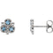 Aquamarine Three-Stone Stud Earrings, Rhodium-Plated 14k White Gold