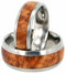 Titanium, Black Ash Burl Wood, His and Hers Wedding Band Set