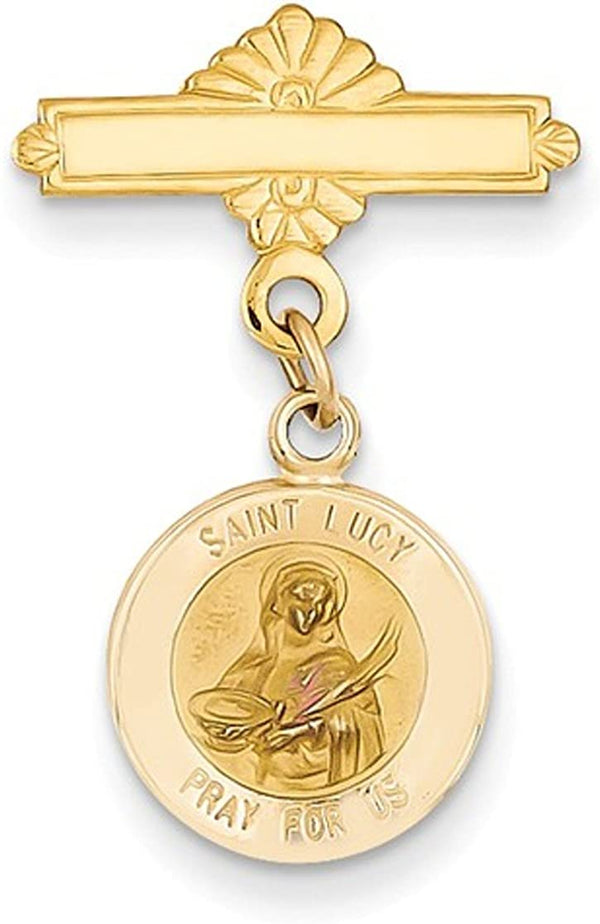 14k Yellow Gold St. Lucy Medal Pin (25X17MM)