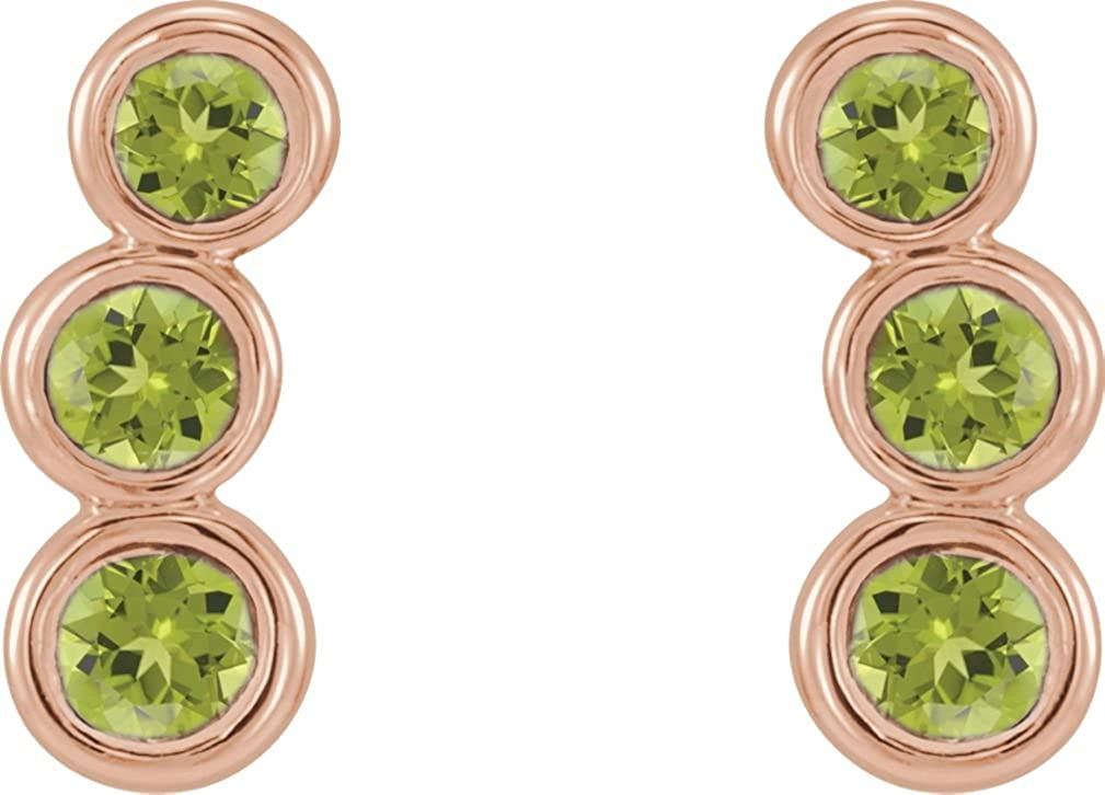 Peridot Three-Stone Ear Climbers, 14k Rose Gold