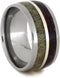The Men's Jewelry Store (Unisex Jewelry) Deer Antler, Purple Box Elder Burl, 14k White Gold 10mm Comfort-Fit Titanium Band, Size 8.5