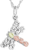 Scrollwork Dragonfly Pendant Necklace, Sterling Silver, 12k Green and Rose Gold Black Hills Gold Motif, 18''