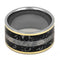 Black Stardust, Gibeon Meteorite, 14k Yellow Gold 11.5mm Comfort-Fit Titanium Band, Size 8.5