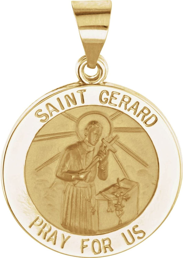 14k Yellow Gold Round Hollow St. Gerard Medal (15 MM)