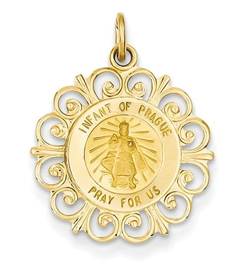 14k Yellow Gold Infant of Prague Medal Charm (24X19MM)