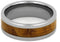 Teak Burl Wood Inlay and His and Hers Titanium Wedding Band Set, M8-F6.5