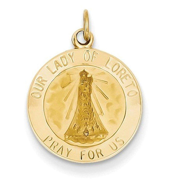 14k Yellow Gold Our Lady of Loreto Medal Charm (21X15MM)