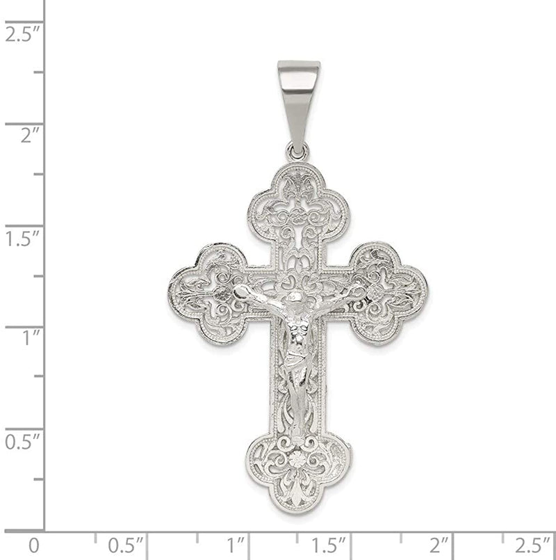 Sterling Silver Diamond-CutINRI Crucifix Charm Pendant