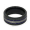Blue and White Gold Stardust, Gibeon Meteorite 8mm Comfort-Fit Black Ceramic Wedding Band