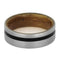 Matte Titanium, Black Pinstripe 6.5mm Comfort-Fit Whiskey Barrel Wood Wedding Band