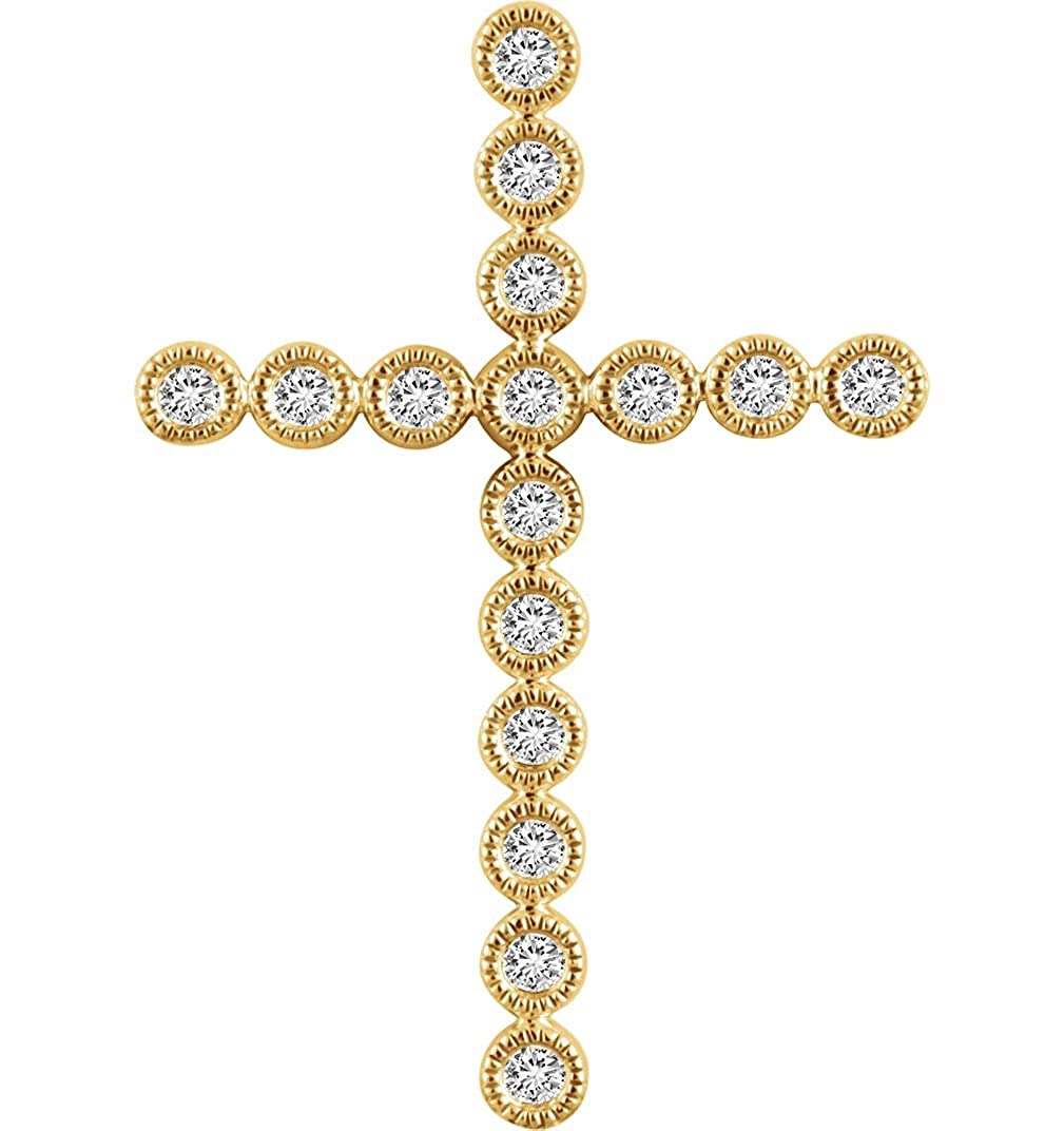 Diamond Paternoster Cross Pendant, 14k Yellow Gold (.33 Ctw, H+ Color, I1 Clarity)