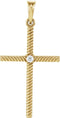 Diamond Rope-Trim Cross 14k Yellow Gold Pendant (.03 Ct, G-H Color, I1 Clarity)