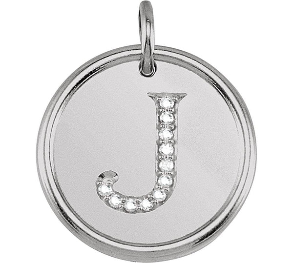Diamond Initial "J" Pendant, Sterling Silver (.05 Ctw, Color G-H, Clarity I1)