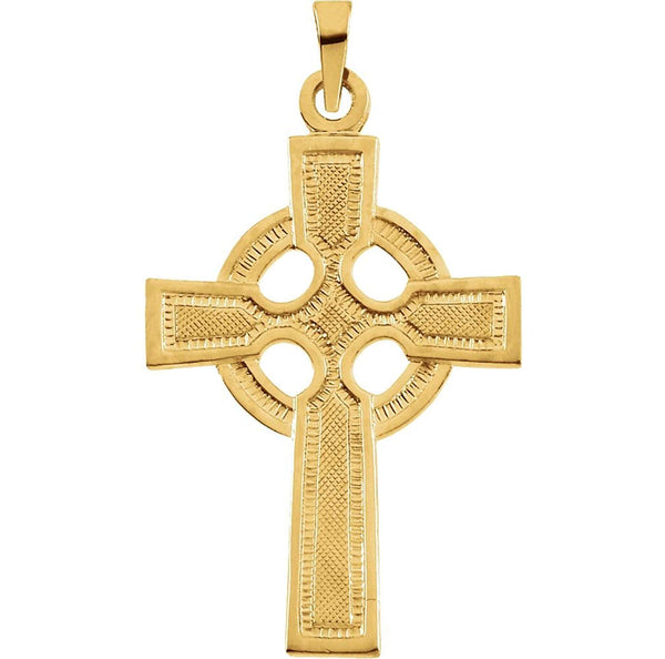 Celtic Halo Cross 14k Yellow Gold Pendant (29.5x20 MM)