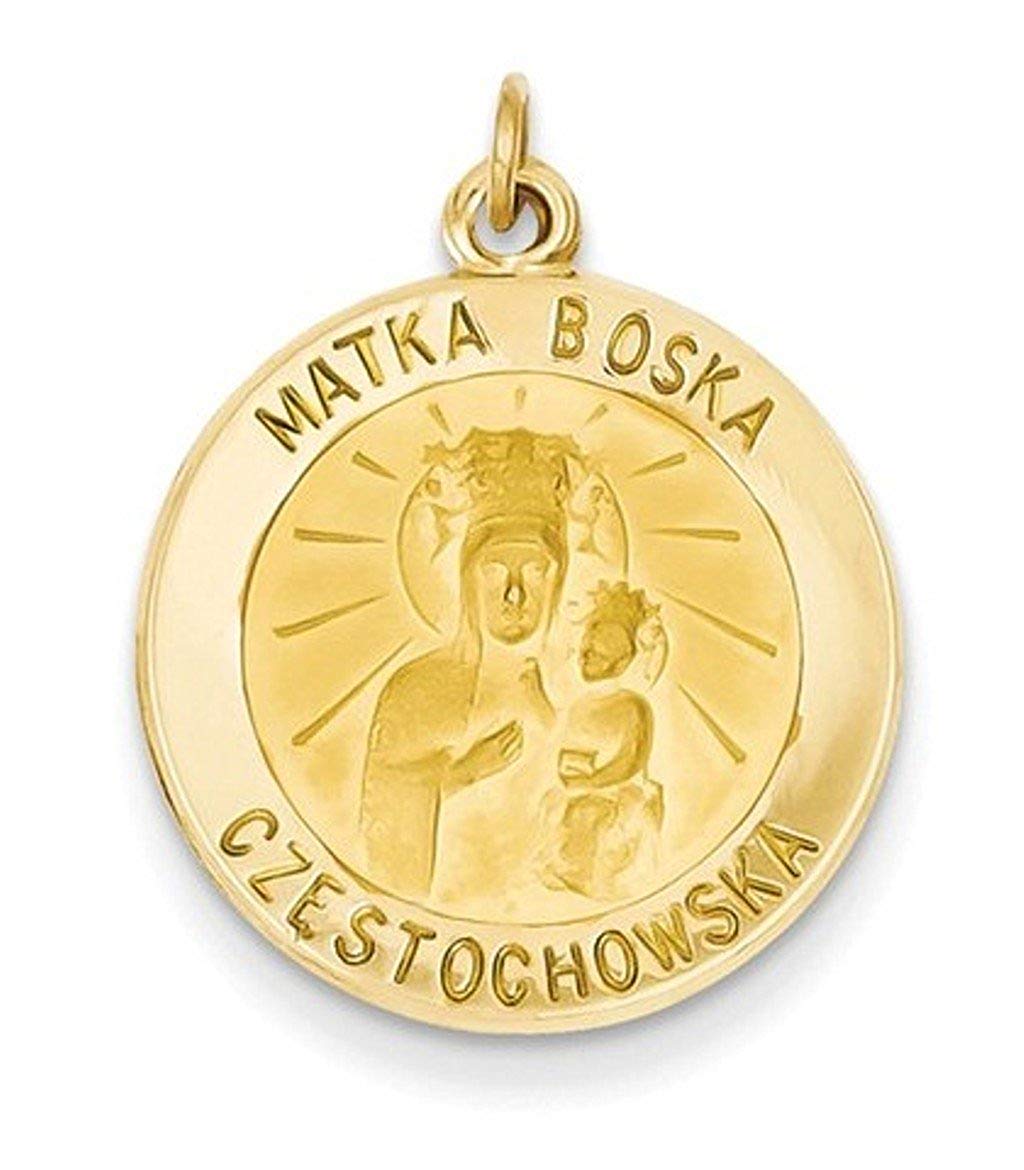 14k Yellow Gold Matka Boska Medal Charm (25X19MM)
