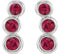 Chatham Created Ruby Three-Stone Ear Climbers, Rhodium-Plated 14k White Gold