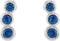 Chatham Created Blue Sapphire Three-Stone Ear Climbers, Rhodium-Plated 14k White Gold