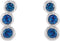 Blue Zircon Three-Stone Ear Climbers, Rhodium-Plated 14k White Gold