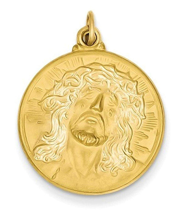 14k Yellow Gold Jesus Medal Pendant (28X21MM)