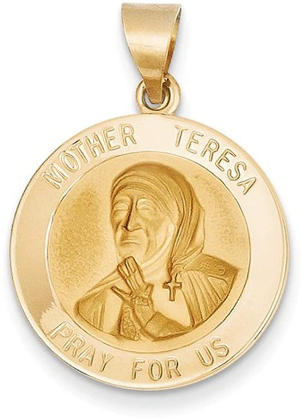 14k Yellow Gold Mother Teresa Medal Pendant (21X19MM)