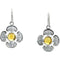 Citrine Cabochon Cross Earrings, 14k White Gold