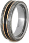The Men's Jewelry Store (Unisex Jewelry) Gibeon Meteorite, Dinosaur Bone, 14k Rose Gold 7mm Comfort-Fit Titanium Ring, Size 5