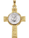 Two-Tone St. Michael Cross 14k Yellow and White Gold Pendant (28.50X20.8 MM)