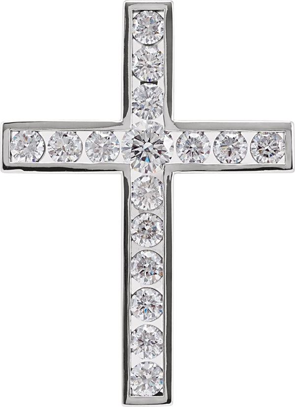Diamond Coticed Cross Rhodium-Plated 14k White Gold Pendant (.5 Ctw, G-H Color, I1 Clarity)