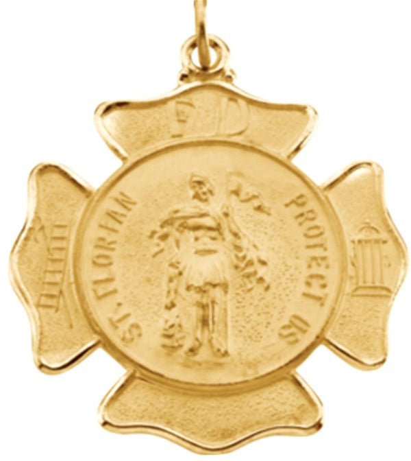 14k Yellow Gold St. Florian Protect Us Firefighters Medal