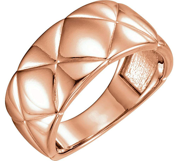 Bead-Blast Quilted Ring, 14k Rose Gold
