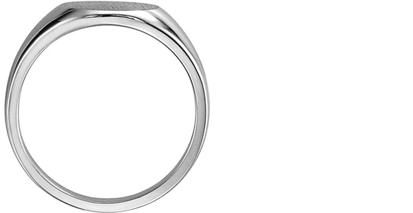 Men's Sterling Silver 13mm Round Satin Brushed Signet Ring, Size 11.75