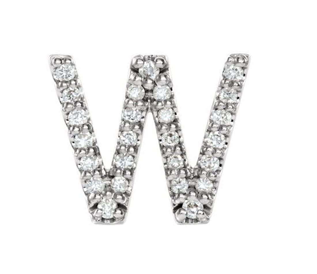 Platinum Diamond Letter 'W' Initial Stud Earring (Single Earring) (.08 Ctw, GH Color, SI2-SI3 Clarity)