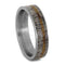 Deer Antler, Oak Wood Pinstripe 9mm Comfort-Fit Titanium Wedding Band, Size 10.25