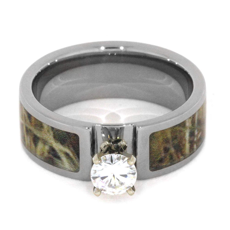 Charles & Colvard Forever One Moissanite with Camo Inlay 7mm Comfort-Fit Titanium Band